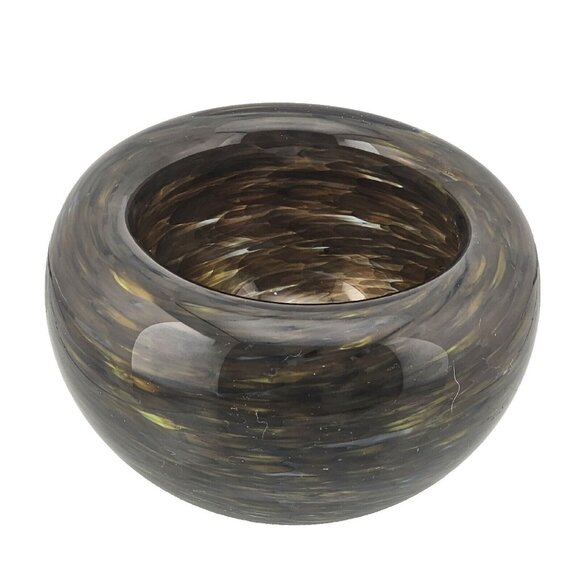 Handcrafted Other - Handblown Art Glass Double Wall Swirled Brown Bowl 4" tortoise shell design